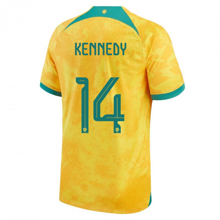 Kvinder Australiens Alanna Kennedy #14 Gylden Hjemmebane Spillertrøjer 22-24 Trøje T-shirt