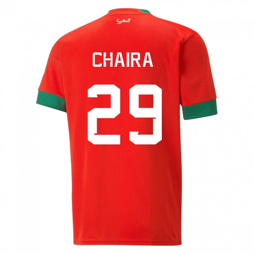 Kvinder Marokkos Ilyas Chaira #29 Rød Hjemmebane Spillertrøjer 22-24 Trøje T-shirt