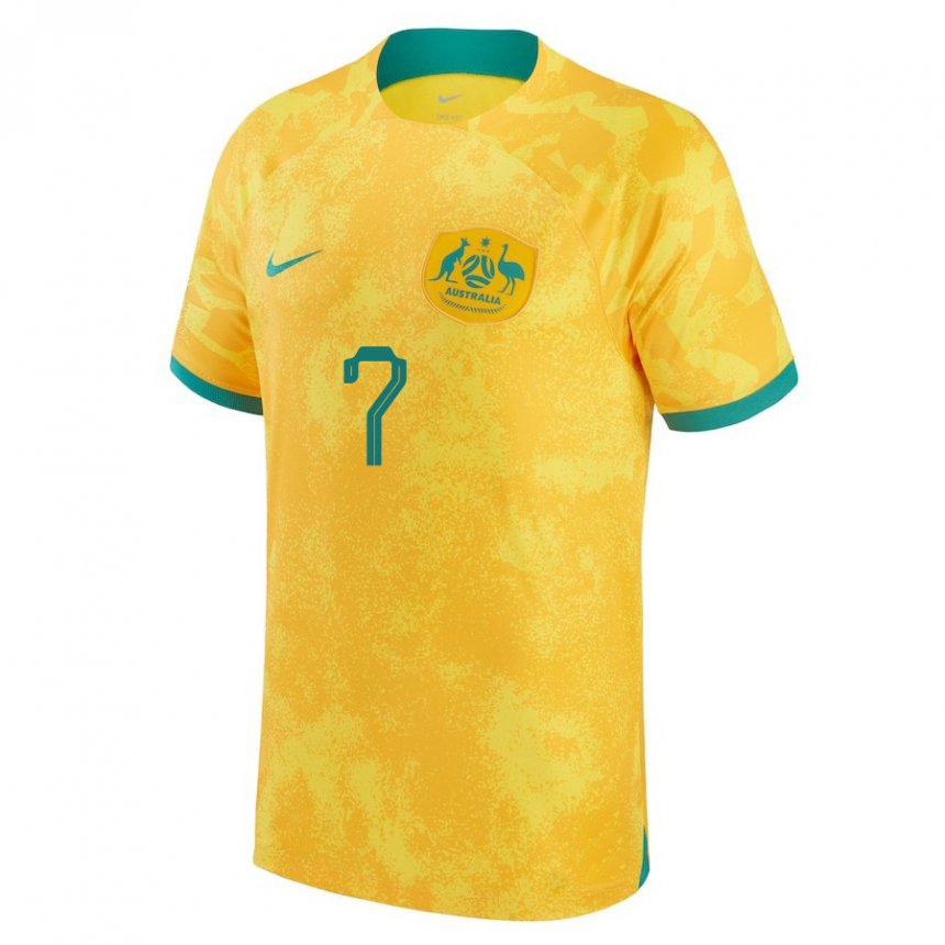 Kvinder Australiens Reno Piscopo #7 Gylden Hjemmebane Spillertrøjer 22-24 Trøje T-shirt