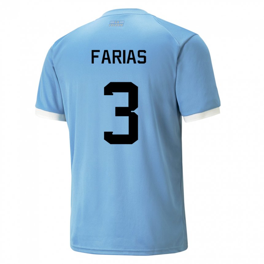 Kvinder Uruguays Daiana Farias #3 Blå Hjemmebane Spillertrøjer 22-24 Trøje T-shirt