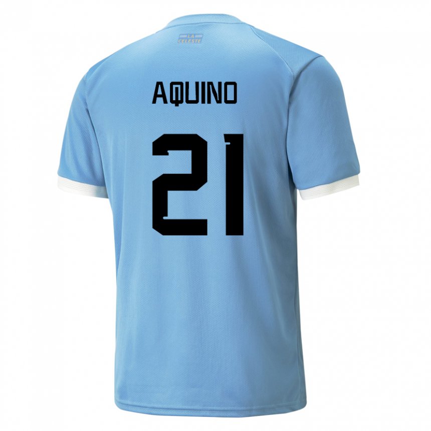 Kvinder Uruguays Belen Aquino #21 Blå Hjemmebane Spillertrøjer 22-24 Trøje T-shirt