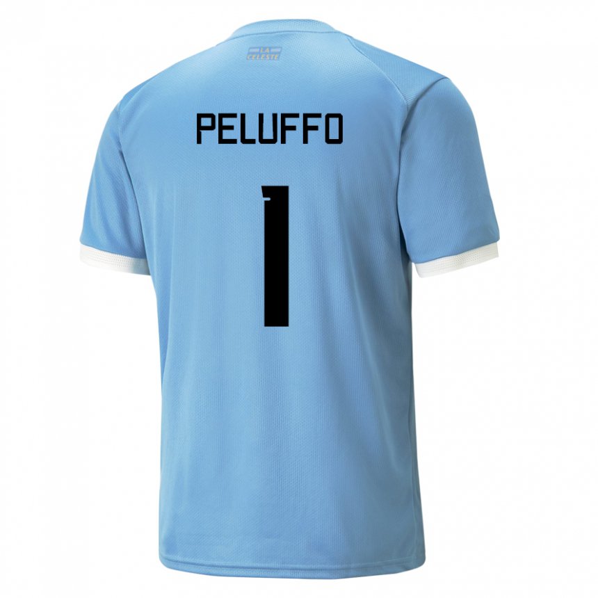 Kvinder Uruguays Daniel Peluffo #1 Blå Hjemmebane Spillertrøjer 22-24 Trøje T-shirt