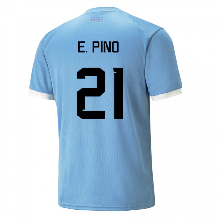 Kvinder Uruguays Emiliano Del Pino #21 Blå Hjemmebane Spillertrøjer 22-24 Trøje T-shirt