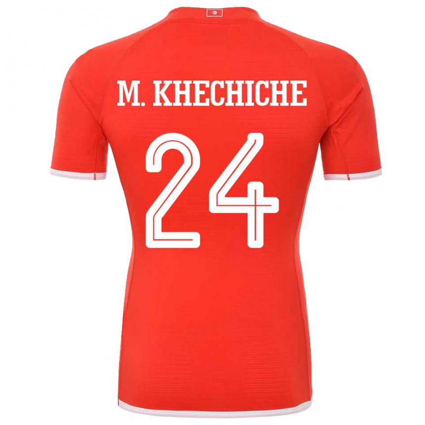 Kvinder Tunesiens Mohamed Amine Khechiche #24 Rød Hjemmebane Spillertrøjer 22-24 Trøje T-shirt