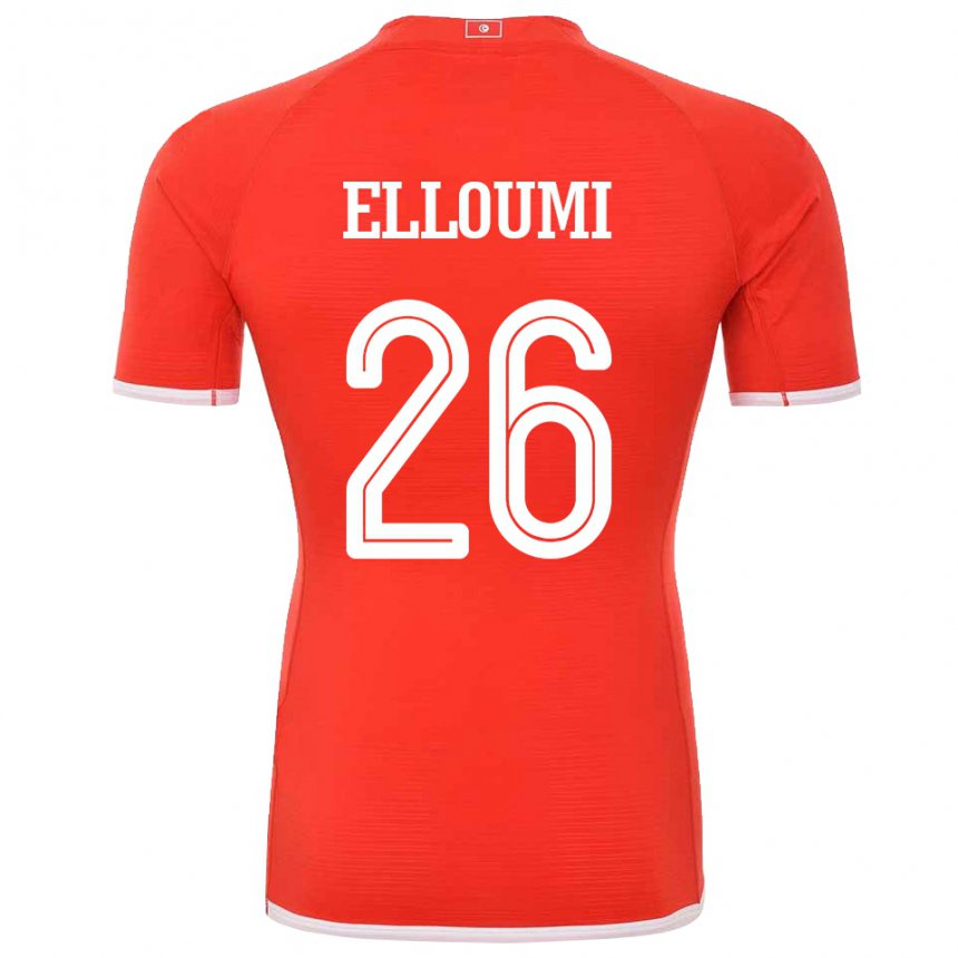 Kvinder Tunesiens Khalil Elloumi #26 Rød Hjemmebane Spillertrøjer 22-24 Trøje T-shirt