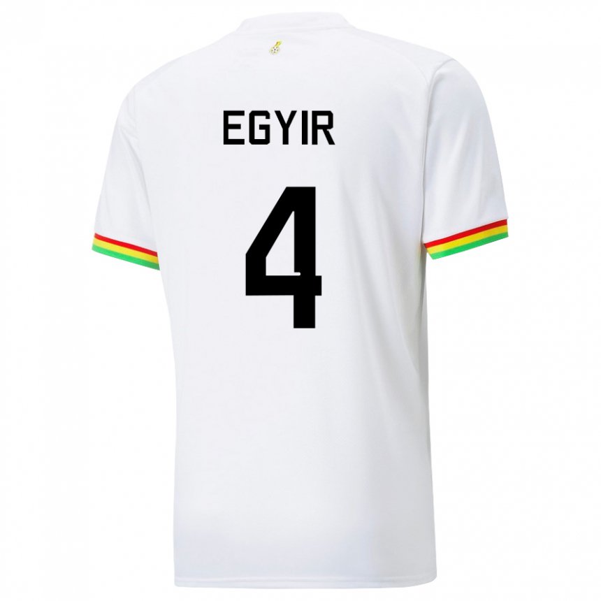 Kvinder Ghanas Janet Egyir #4 Hvid Hjemmebane Spillertrøjer 22-24 Trøje T-shirt