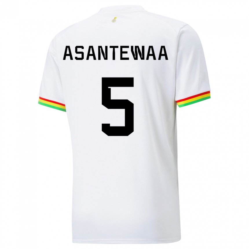 Kvinder Ghanas Grace Asantewaa #5 Hvid Hjemmebane Spillertrøjer 22-24 Trøje T-shirt