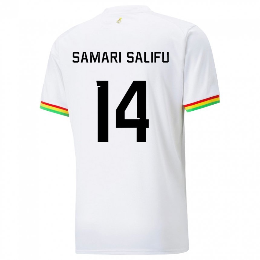 Kvinder Ghanas Abass Samari Salifu #14 Hvid Hjemmebane Spillertrøjer 22-24 Trøje T-shirt