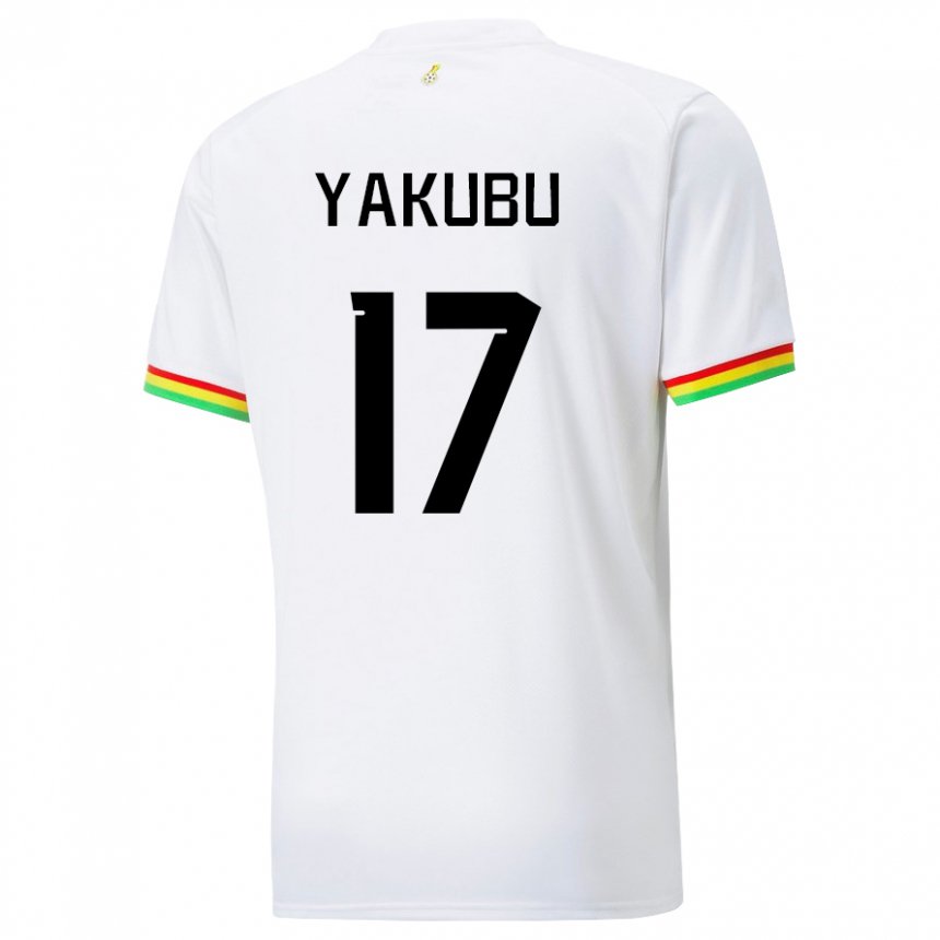 Kvinder Ghanas Mustapha Yakubu #17 Hvid Hjemmebane Spillertrøjer 22-24 Trøje T-shirt