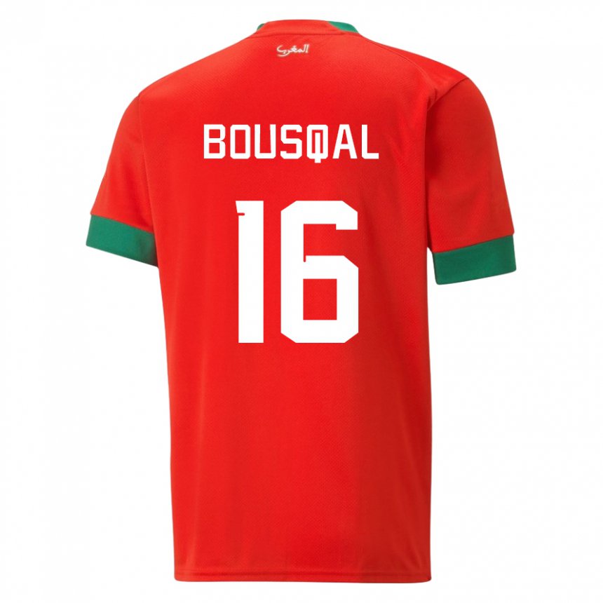 Kvinder Marokkos Hamza Bousqal #16 Rød Hjemmebane Spillertrøjer 22-24 Trøje T-shirt