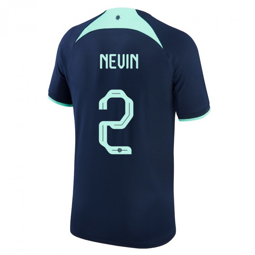 Kvinder Australiens Courtney Nevin #2 Mørkeblå Udebane Spillertrøjer 22-24 Trøje T-shirt