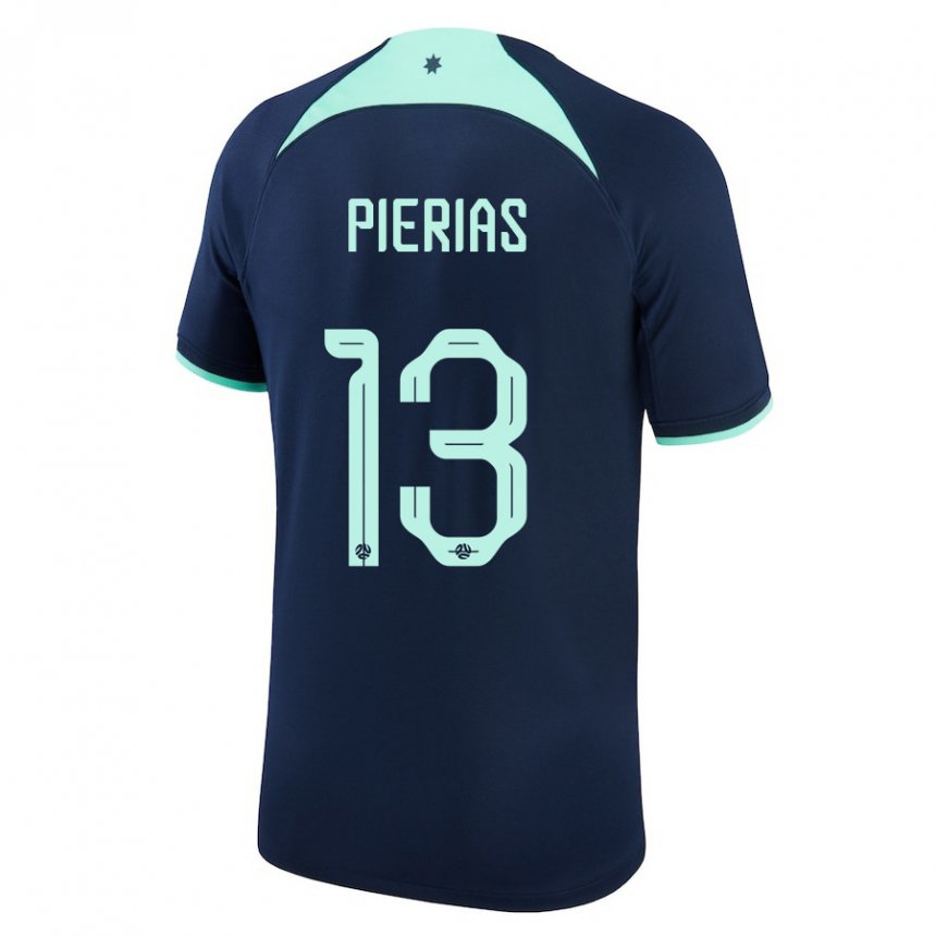 Kvinder Australiens Dylan Pierias #13 Mørkeblå Udebane Spillertrøjer 22-24 Trøje T-shirt