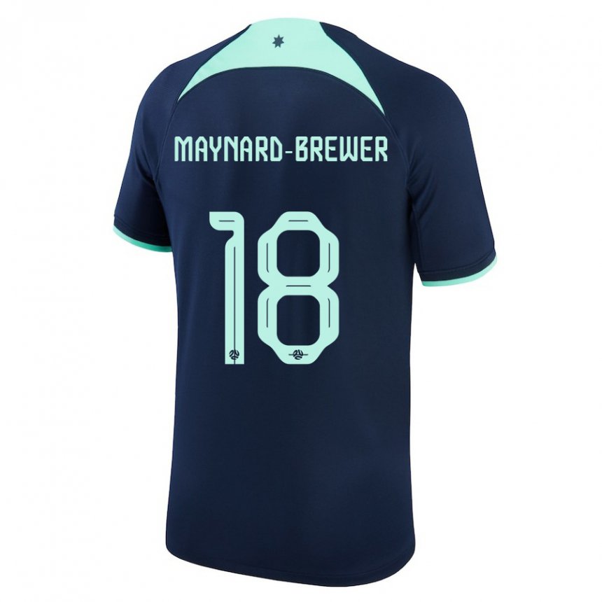 Kvinder Australiens Ashley Maynard Brewer #18 Mørkeblå Udebane Spillertrøjer 22-24 Trøje T-shirt