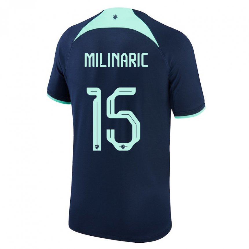 Kvinder Australiens Anton Milinaric #15 Mørkeblå Udebane Spillertrøjer 22-24 Trøje T-shirt
