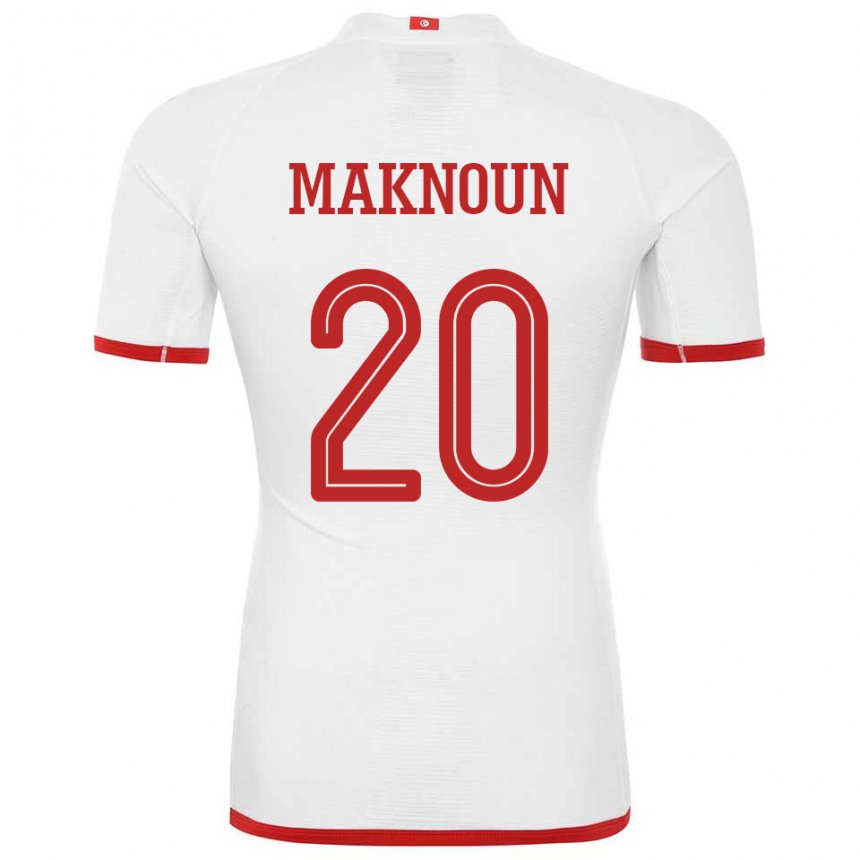 Kvinder Tunesiens Leila Maknoun #20 Hvid Udebane Spillertrøjer 22-24 Trøje T-shirt