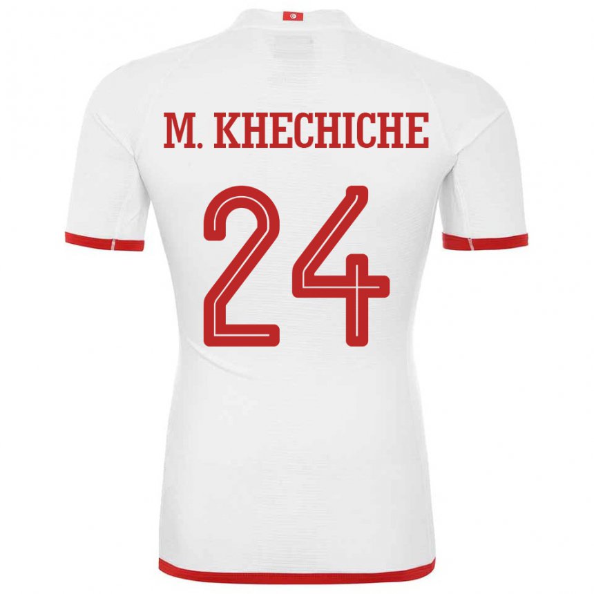 Kvinder Tunesiens Mohamed Amine Khechiche #24 Hvid Udebane Spillertrøjer 22-24 Trøje T-shirt