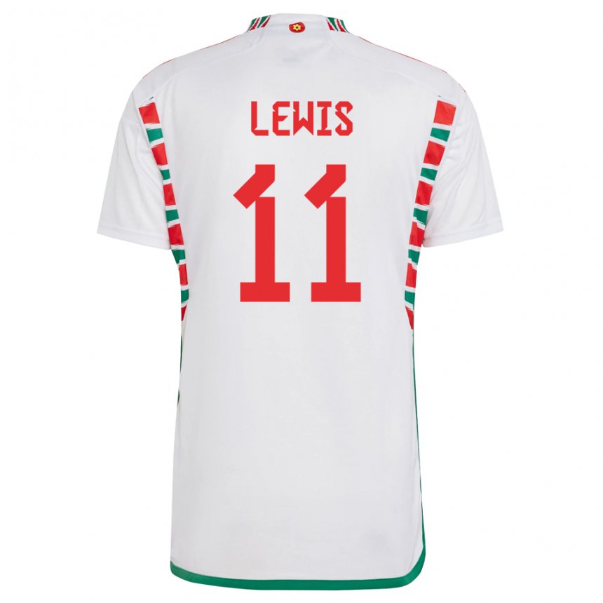 Kvinder Wales Sonny Lewis #11 Hvid Udebane Spillertrøjer 22-24 Trøje T-shirt