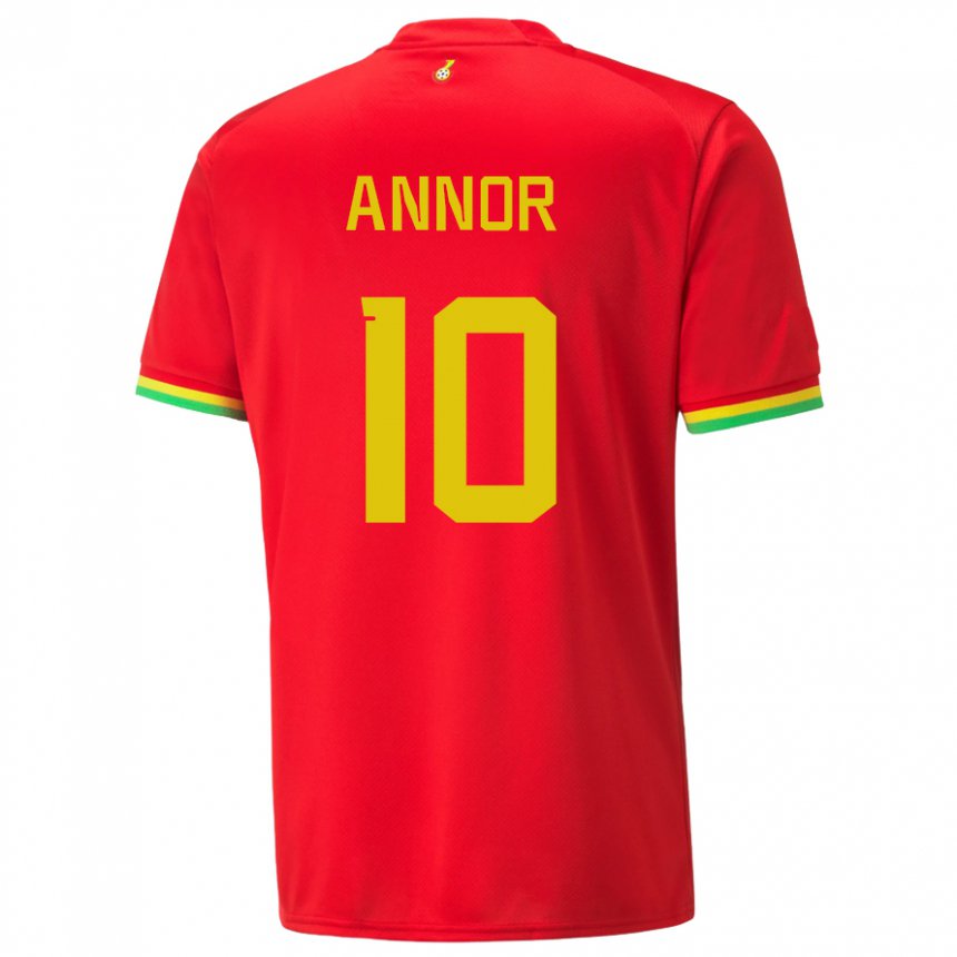 Kvinder Ghanas Emmanuel Annor #10 Rød Udebane Spillertrøjer 22-24 Trøje T-shirt