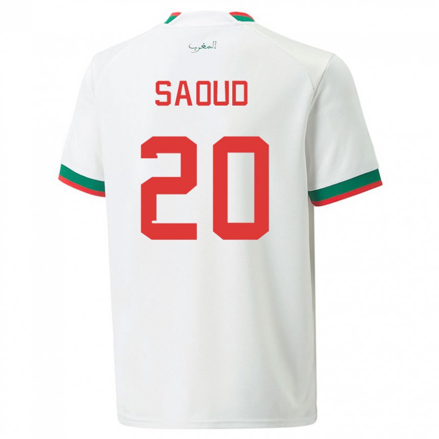 Kvinder Marokkos Imane Saoud #20 Hvid Udebane Spillertrøjer 22-24 Trøje T-shirt