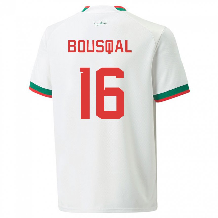 Kvinder Marokkos Hamza Bousqal #16 Hvid Udebane Spillertrøjer 22-24 Trøje T-shirt