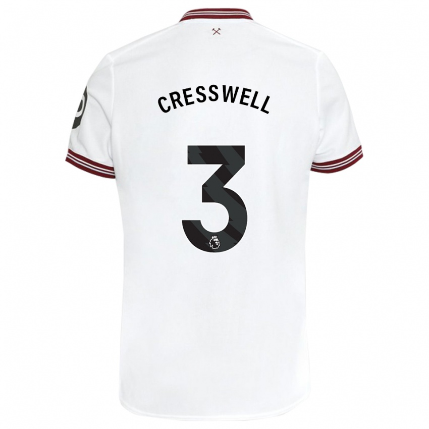 Børn Aaron Cresswell #3 Hvid Udebane Spillertrøjer 2023/24 Trøje T-Shirt