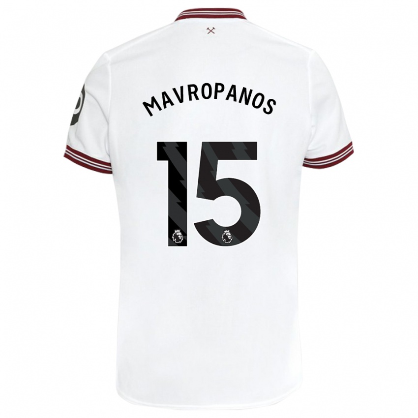 Børn Konstantinos Mavropanos #15 Hvid Udebane Spillertrøjer 2023/24 Trøje T-Shirt