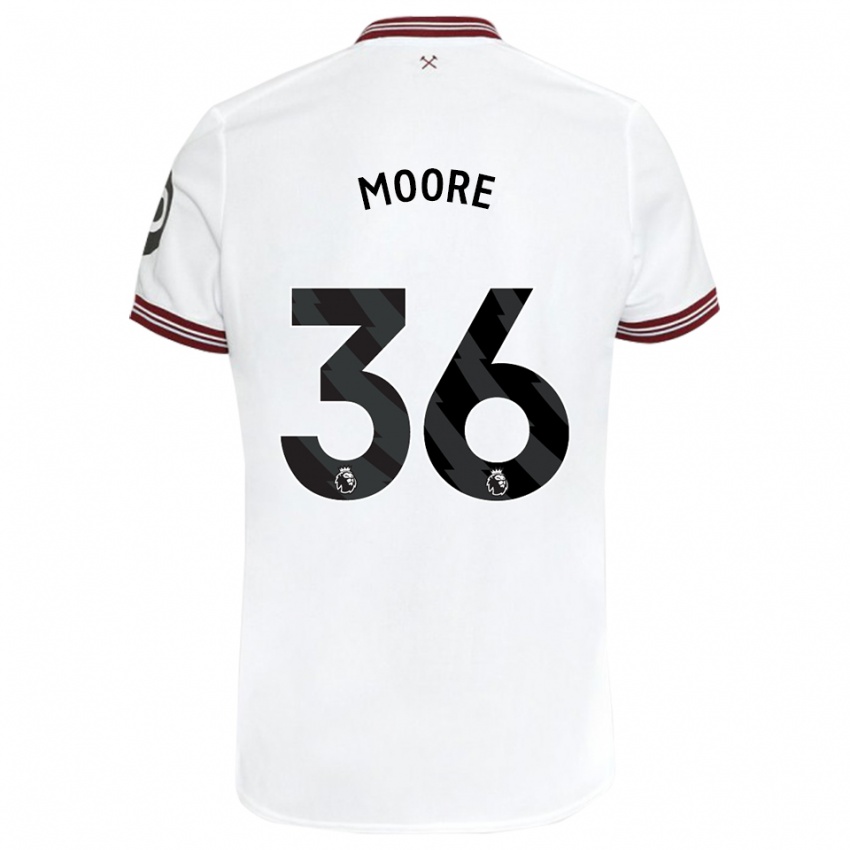 Børn Sean Moore #36 Hvid Udebane Spillertrøjer 2023/24 Trøje T-Shirt