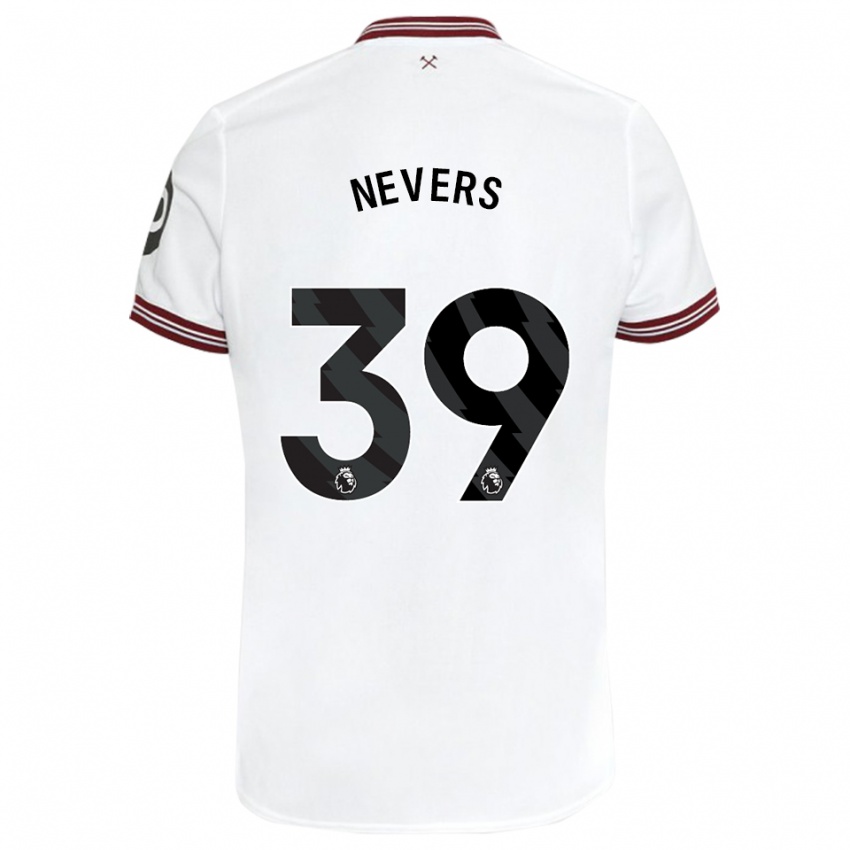 Børn Thierry Nevers #39 Hvid Udebane Spillertrøjer 2023/24 Trøje T-Shirt
