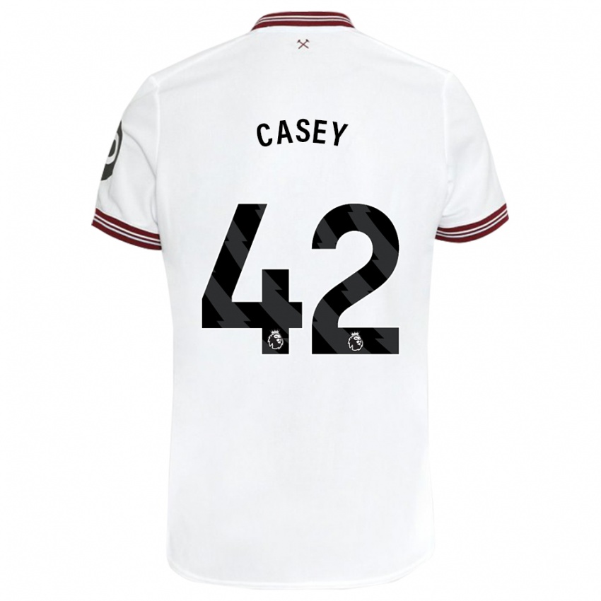Børn Kaelan Casey #42 Hvid Udebane Spillertrøjer 2023/24 Trøje T-Shirt