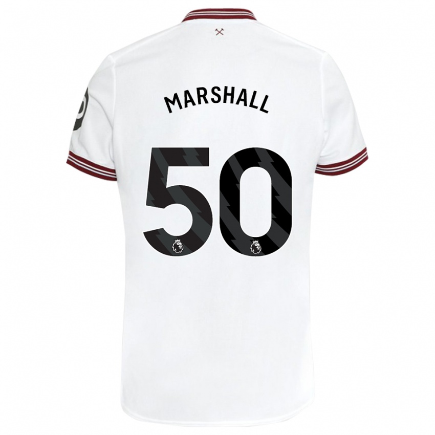 Børn Callum Marshall #50 Hvid Udebane Spillertrøjer 2023/24 Trøje T-Shirt
