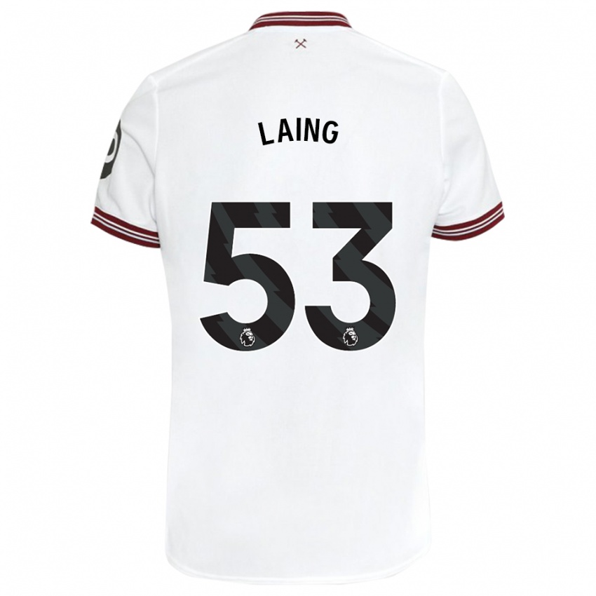 Børn Levi Laing #53 Hvid Udebane Spillertrøjer 2023/24 Trøje T-Shirt