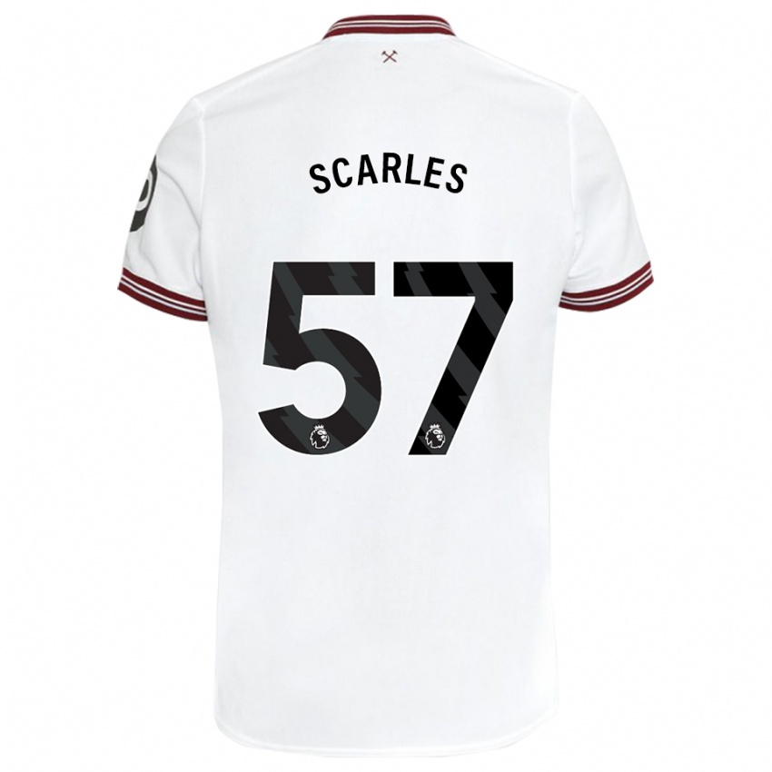 Børn Oliver Scarles #57 Hvid Udebane Spillertrøjer 2023/24 Trøje T-Shirt