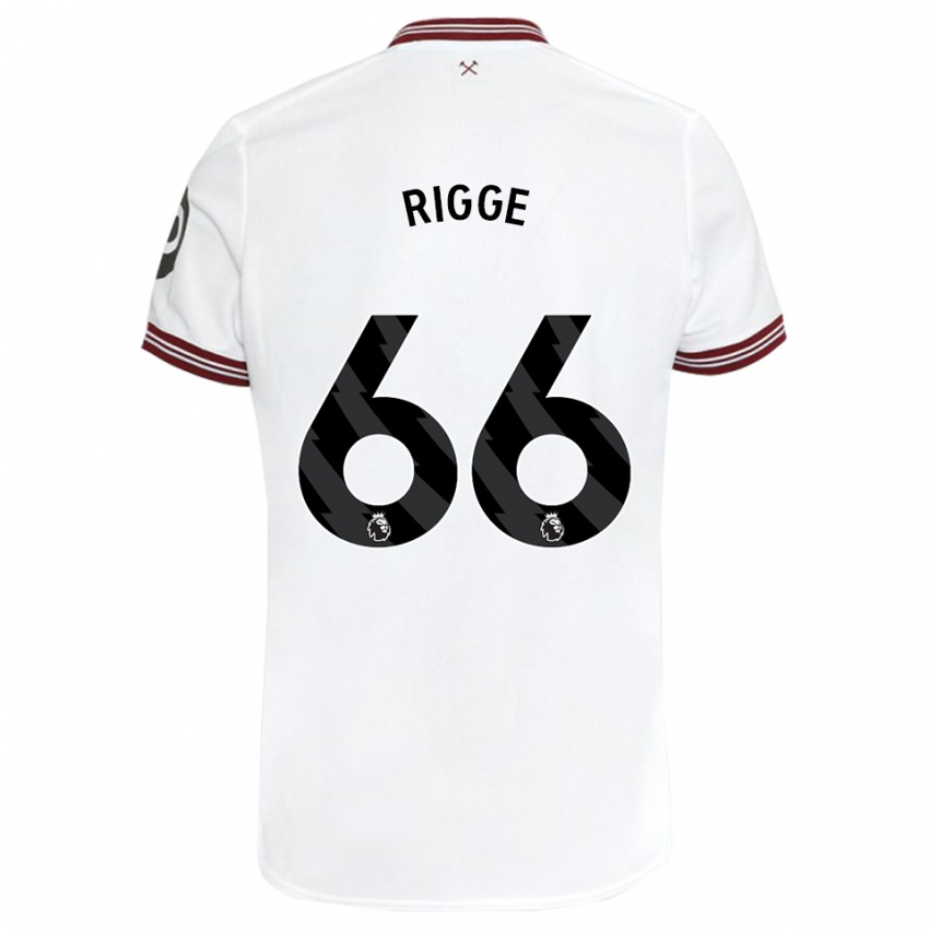 Børn Daniel Rigge #66 Hvid Udebane Spillertrøjer 2023/24 Trøje T-Shirt