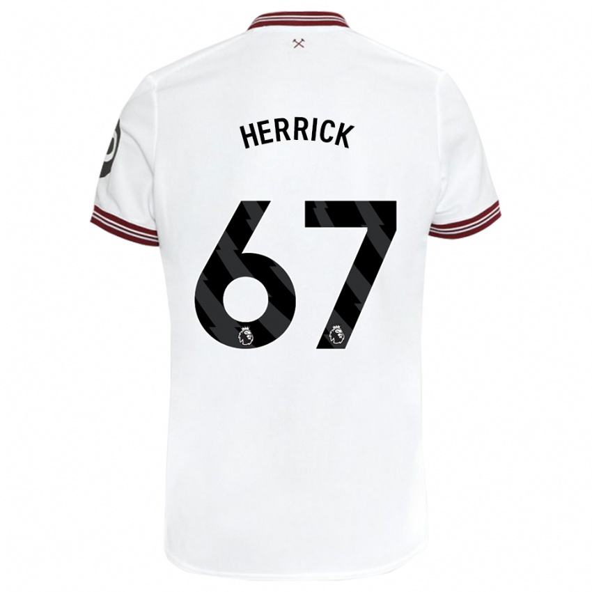 Børn Finlay Herrick #67 Hvid Udebane Spillertrøjer 2023/24 Trøje T-Shirt