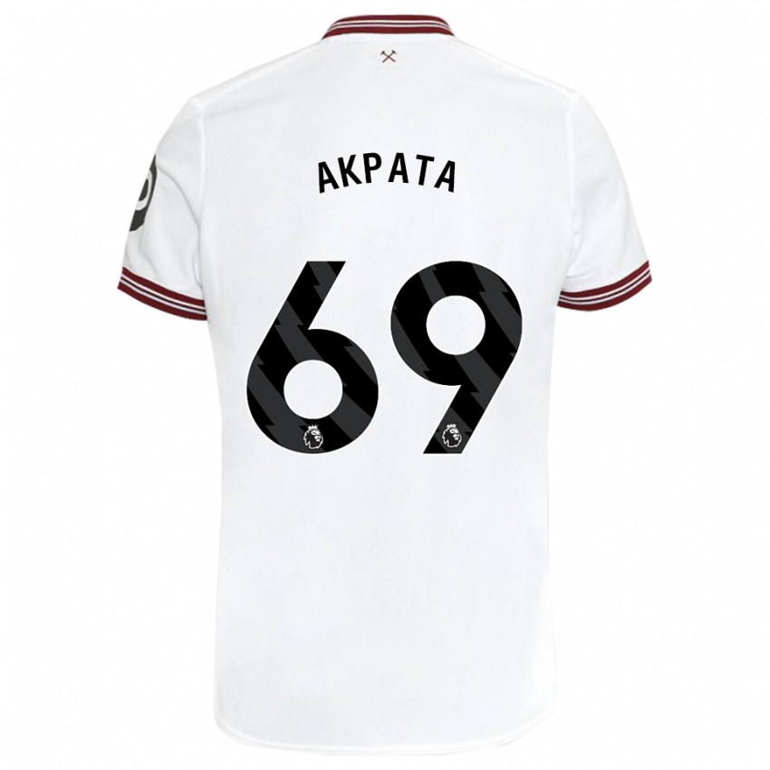 Børn Tyron Akpata #69 Hvid Udebane Spillertrøjer 2023/24 Trøje T-Shirt