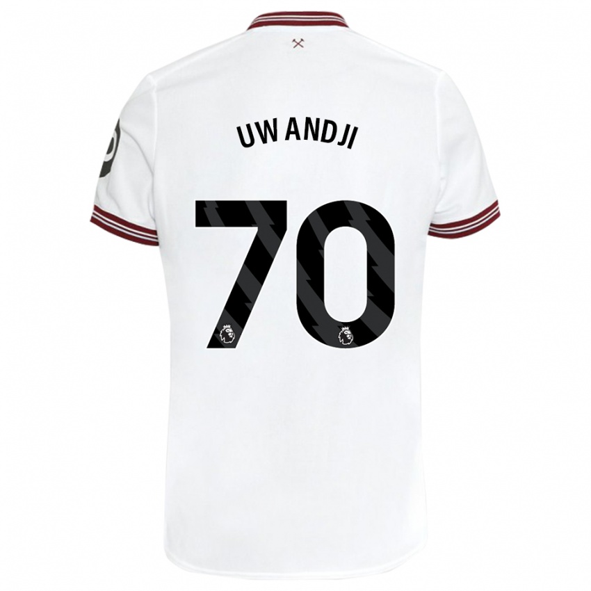 Børn Blaise Uwandji #70 Hvid Udebane Spillertrøjer 2023/24 Trøje T-Shirt