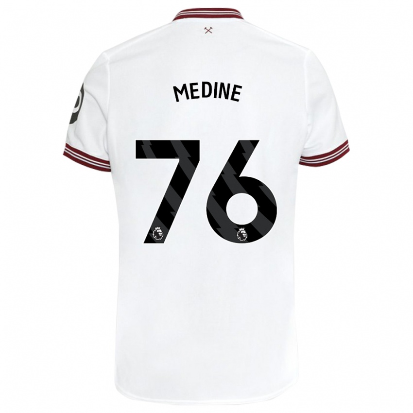 Børn Jethro Medine #76 Hvid Udebane Spillertrøjer 2023/24 Trøje T-Shirt