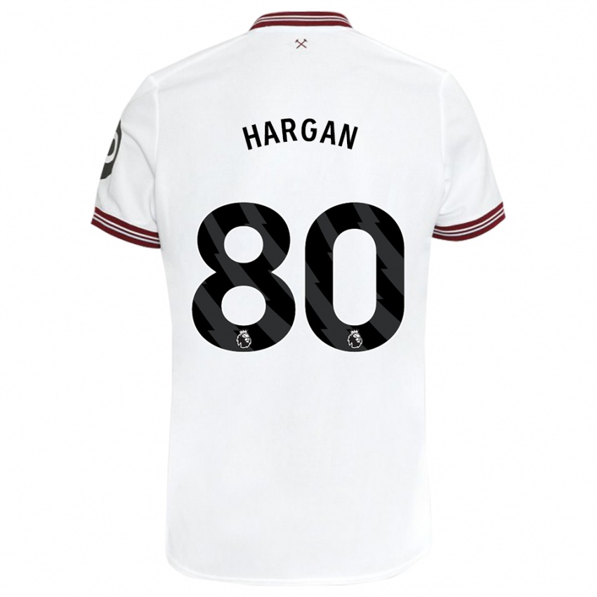 Børn Riley Hargan #80 Hvid Udebane Spillertrøjer 2023/24 Trøje T-Shirt
