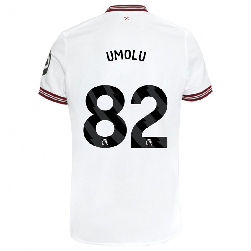 Børn Jemiah Umolu #82 Hvid Udebane Spillertrøjer 2023/24 Trøje T-Shirt