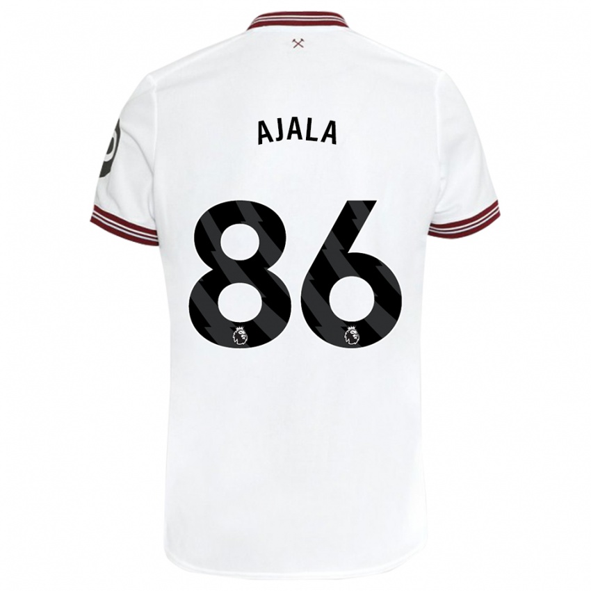 Børn Joshua Ajala #86 Hvid Udebane Spillertrøjer 2023/24 Trøje T-Shirt