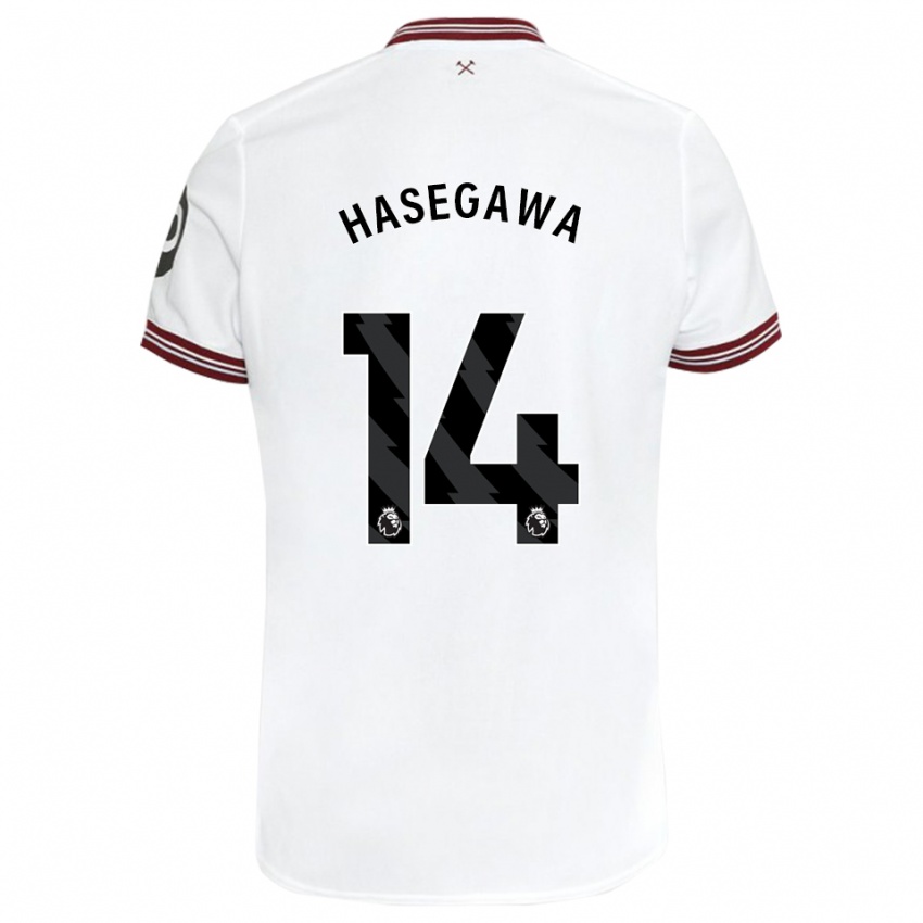Børn Yui Hasegawa #14 Hvid Udebane Spillertrøjer 2023/24 Trøje T-Shirt