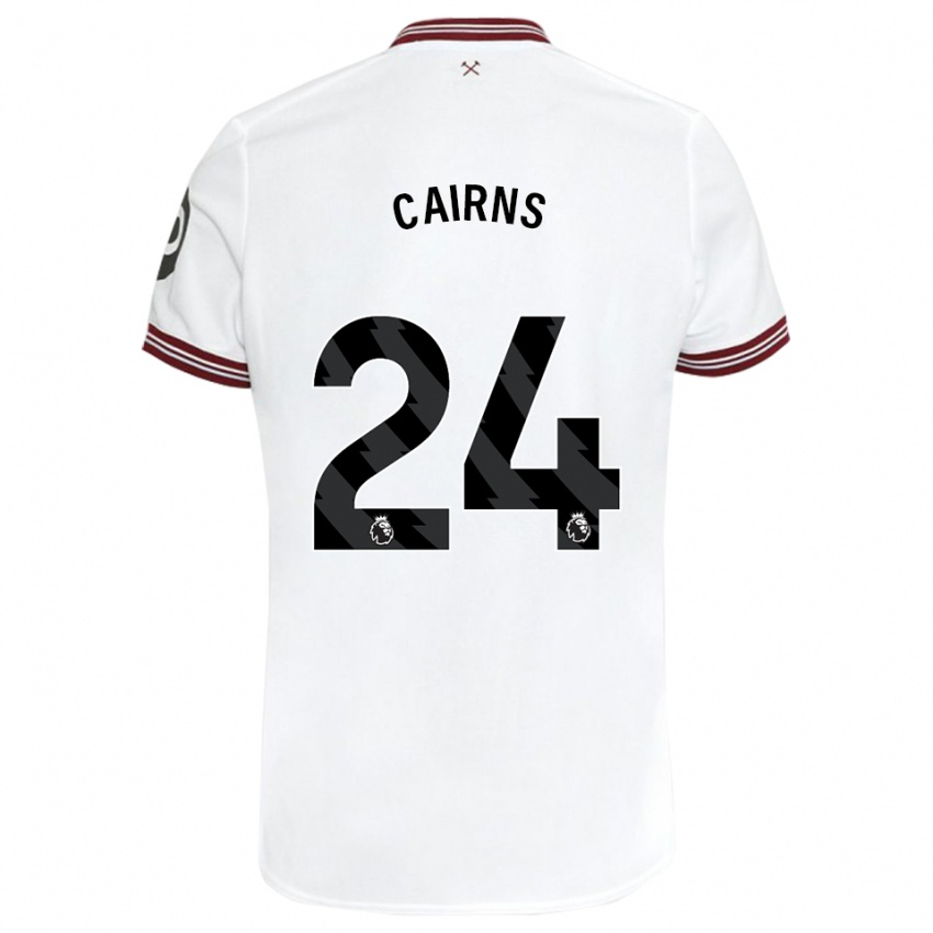 Børn Brooke Cairns #24 Hvid Udebane Spillertrøjer 2023/24 Trøje T-Shirt