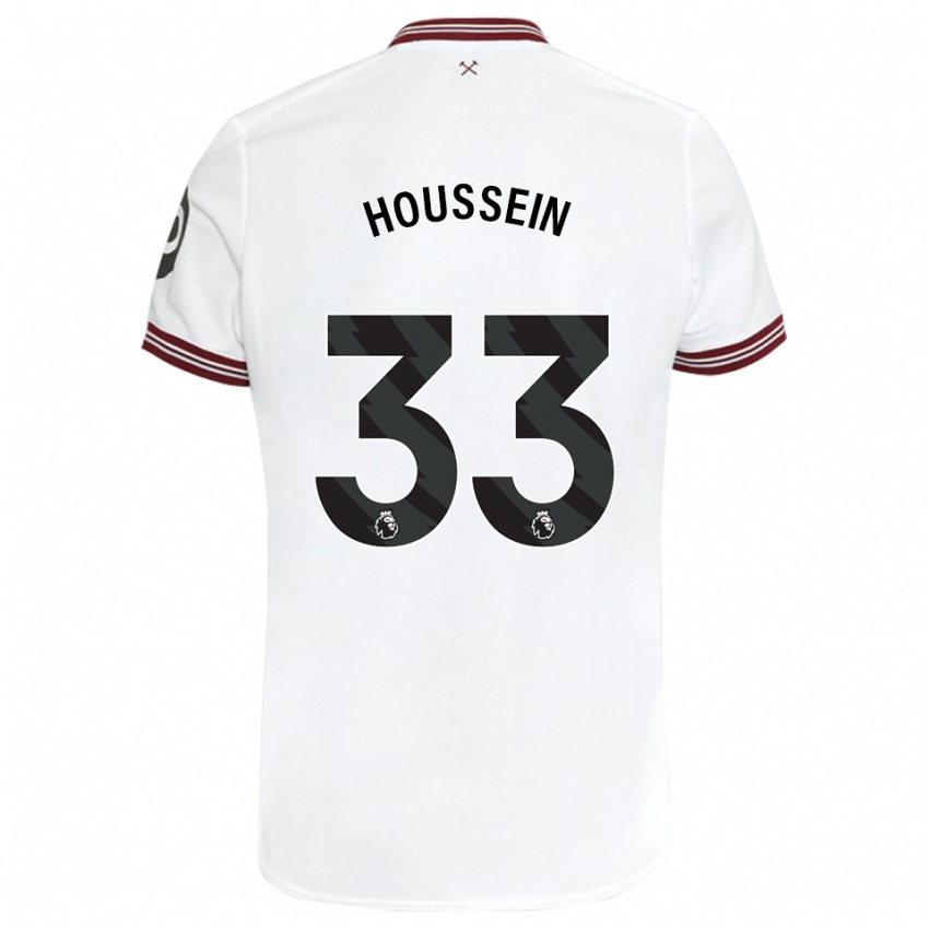 Børn Halle Houssein #33 Hvid Udebane Spillertrøjer 2023/24 Trøje T-Shirt