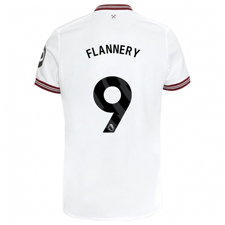 Børn Keira Flannery #9 Hvid Udebane Spillertrøjer 2023/24 Trøje T-Shirt