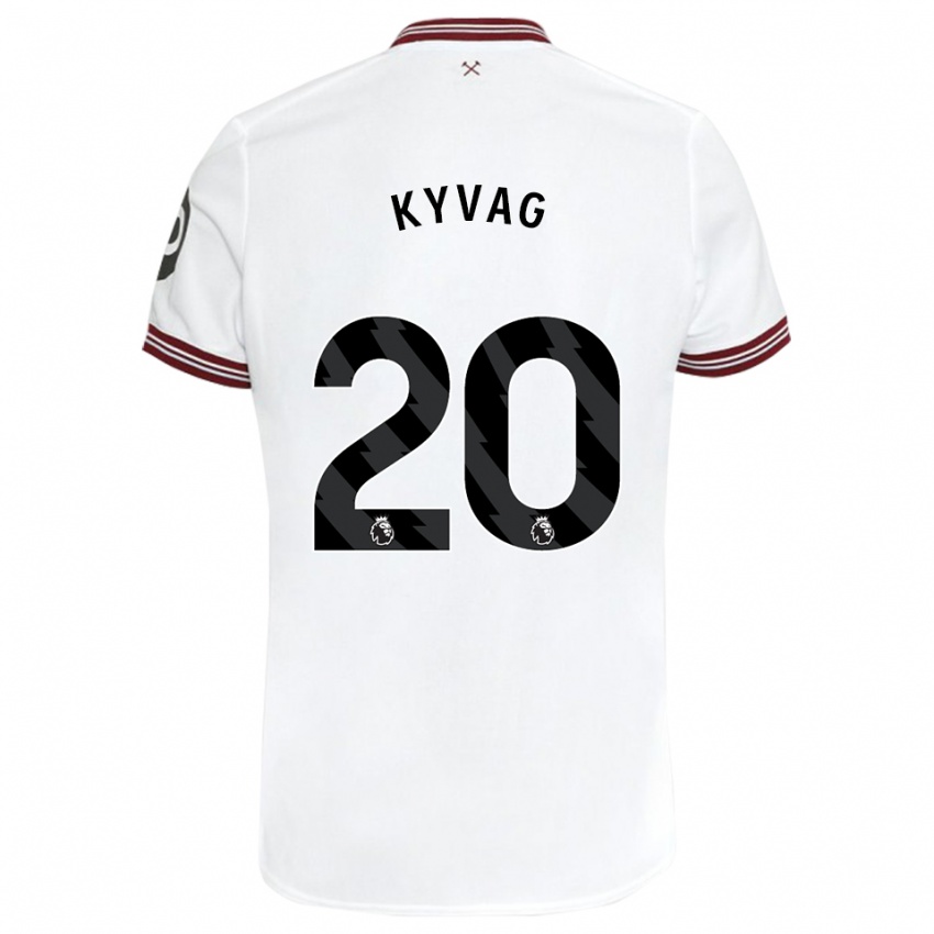 Børn Thea Kyvag #20 Hvid Udebane Spillertrøjer 2023/24 Trøje T-Shirt