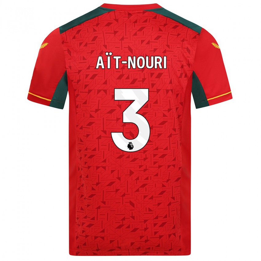 Børn Rayan Ait Nouri #3 Rød Udebane Spillertrøjer 2023/24 Trøje T-Shirt