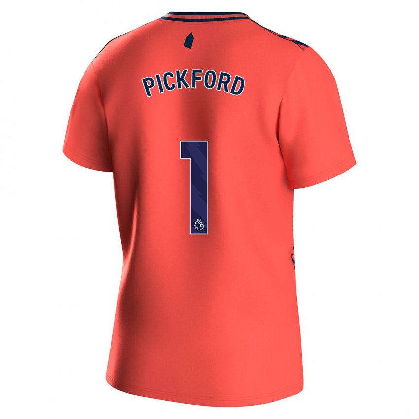 Børn Jordan Pickford #1 Koral Udebane Spillertrøjer 2023/24 Trøje T-Shirt