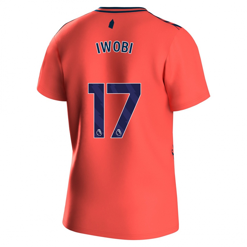 Børn Alex Iwobi #17 Koral Udebane Spillertrøjer 2023/24 Trøje T-Shirt