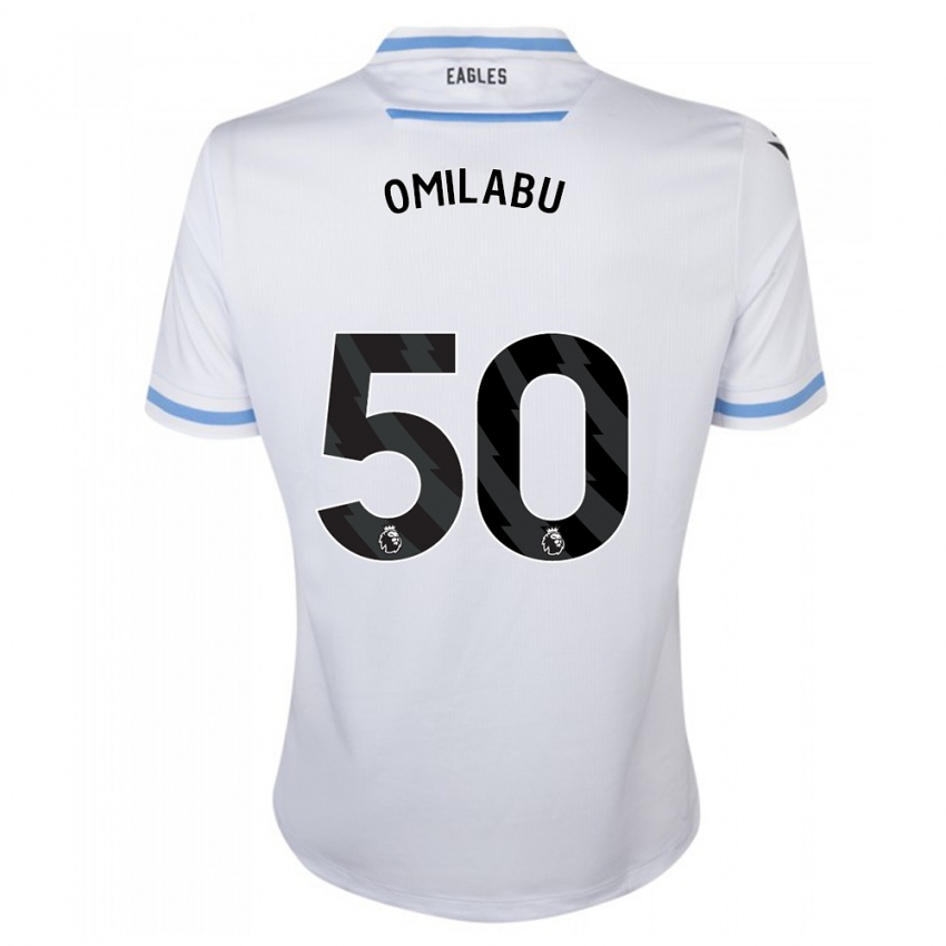 Børn David Omilabu #50 Hvid Udebane Spillertrøjer 2023/24 Trøje T-Shirt