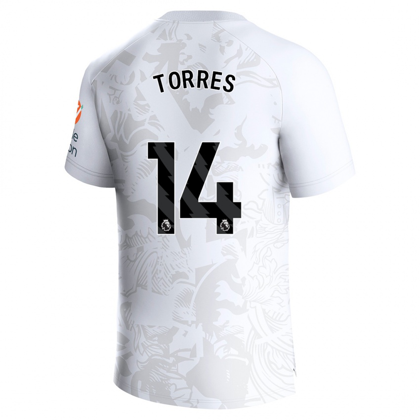 Børn Pau Torres #14 Hvid Udebane Spillertrøjer 2023/24 Trøje T-Shirt